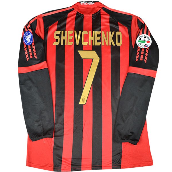 Camiseta AC Milan Shevchenko Replica Primera Ropa ML NO.7 Retro 2005/06 Rojo